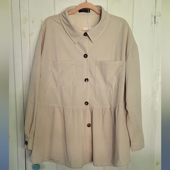 Bloomchic Corduroy Swing Babydoll Jacket Shaket - Picture 4 of 10